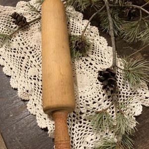 Vintage Wooden Dough Rolling Pin Old Primitive Country Farmhouse Decor